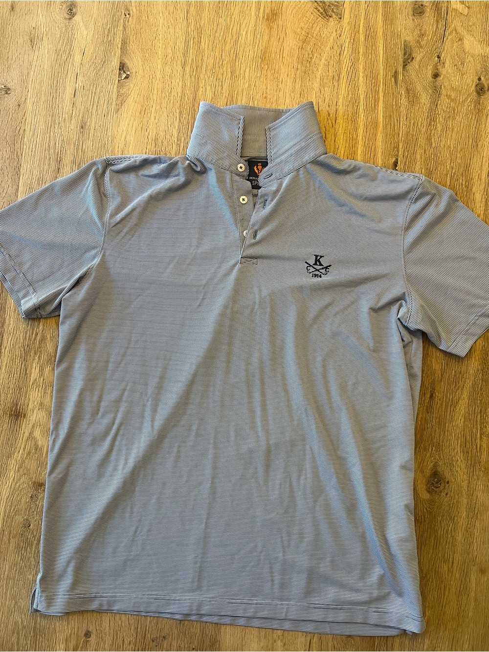 Donald Ross Sport Knickerbocker Club  Blue Striped Performance Golf Polo Men’s L